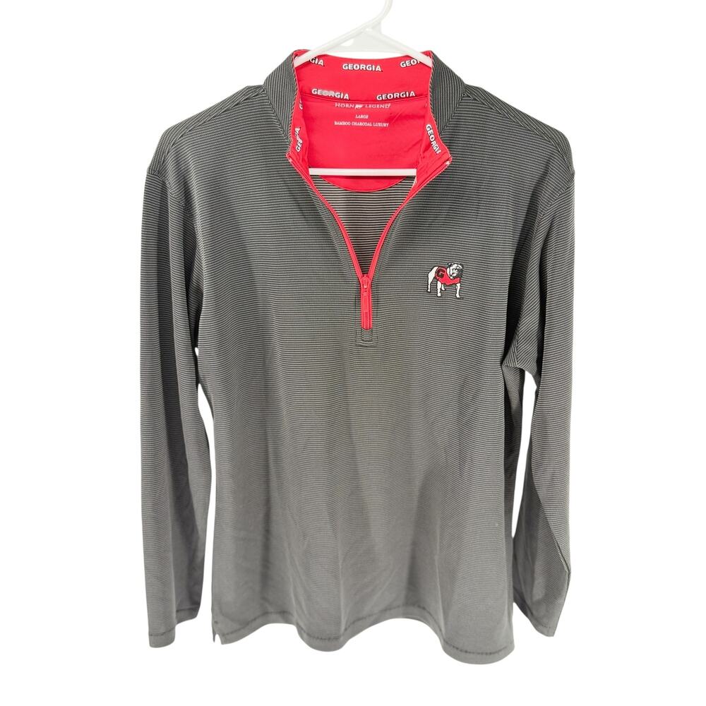 Horn Legend Georgia Bulldogs Women's L Quarter Zip Pullover Bamboo Charcoal
